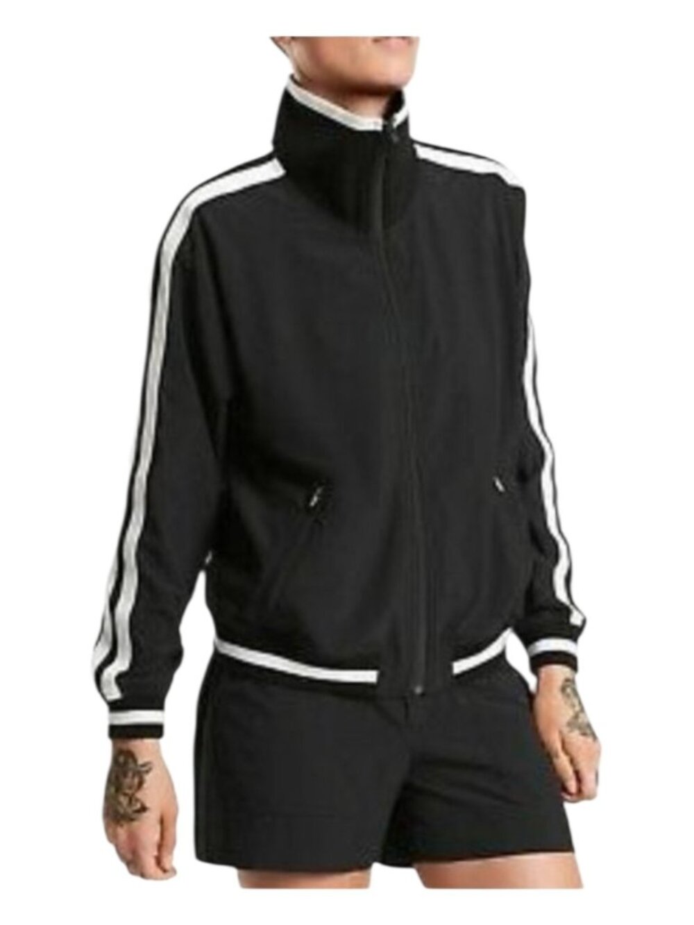 Athleta Women's Sprint Track Jacket Featherweight Stretch Black Size Small